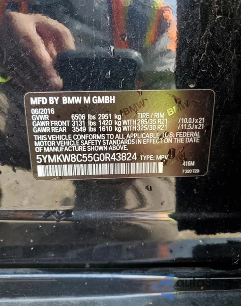 2016 BMW X6 M из США, поврежденный, VIN 5YMKW8C55G0R43824